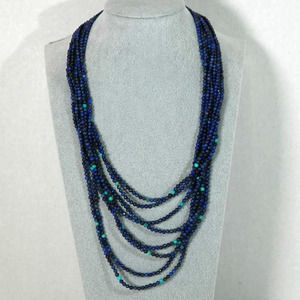 JAY KING STERLING SILVER LAPIS TURQUOISE MULTI  STRAND BEAD NECKLACE 925